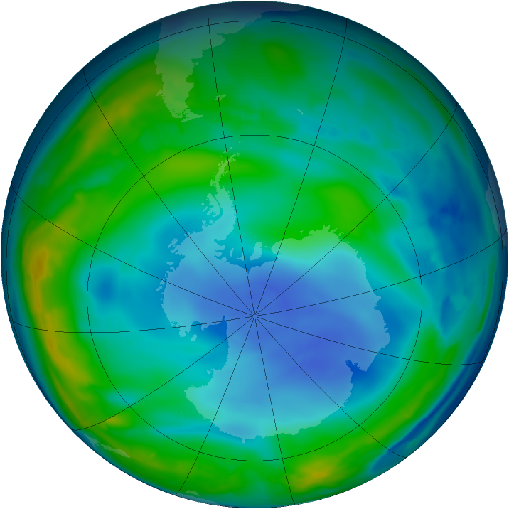 Antarctic ozone map for 27 June 2013